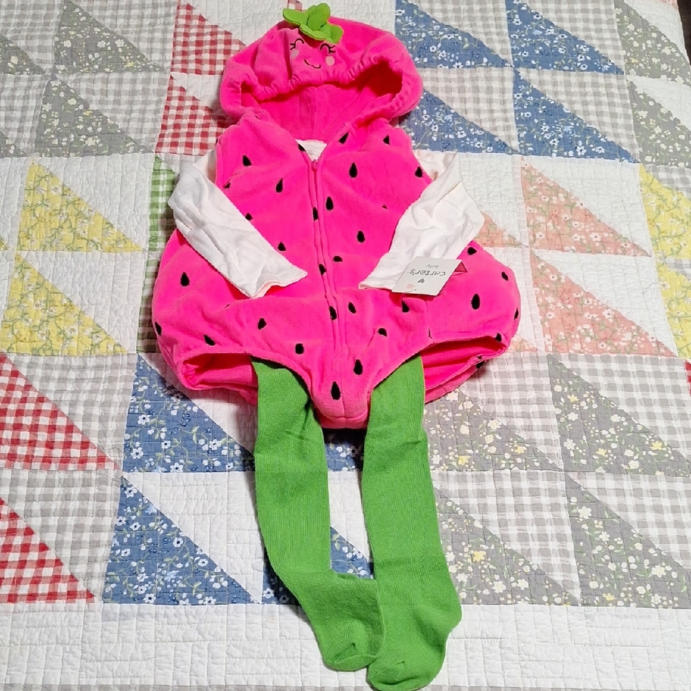 Carter's Pink and Green Strawberry Costume 3 Pieces